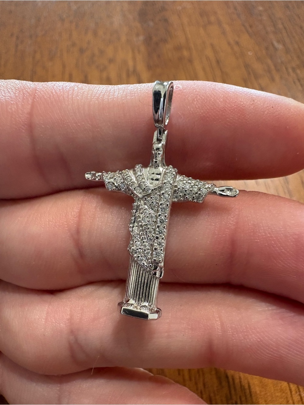 925 Sterling Silver Christ The Redeemer 0.4CT Moissanite Iced Blinged out